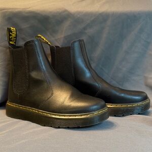 Dr. Martens Black Boots with Yellow Stitching
